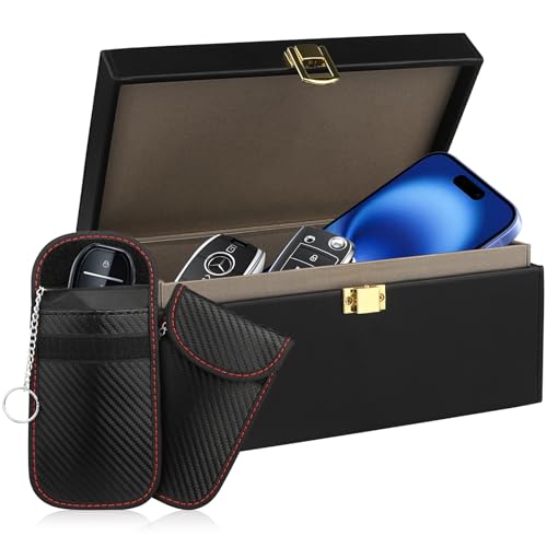 Diyife Large Car Key Signal Blocker Box, [Plus 2 Pack Faraday Pouch] Large Capacity Faraday Box for Car Keys and Phones, Anti-Theft Key Fob Protector RFID Signal Blocking