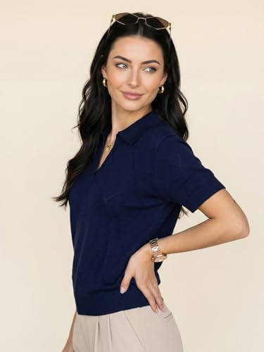 Image of JUNEBERRY Women's Flatknit Solid Half Sleeve Polo T-Shirt with Collared Neck, Casual Style for Office, Travel, (Sizes S to 2XL)