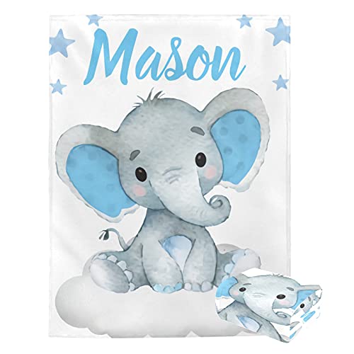 Personalized Baby Blanket with Name Custom Elephant Baby Blankets for Girls Baby Boy Gifts Baby Products Super Soft Blankets for Newborns Nursery Decor Neutral