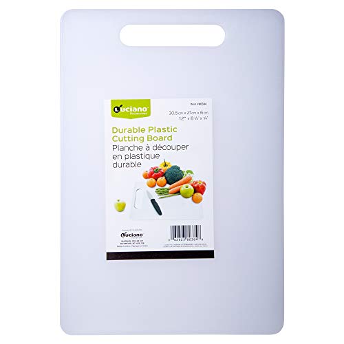 Luciano Everyday Essential Durable Plastic Cutting Board, 12 X 8.3 Inches, White #TOP2