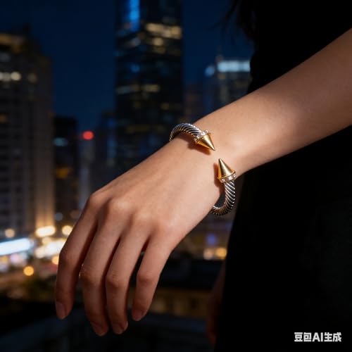 Image of Decpro Exquisite Vintage Twisted Cable Cuff Bangle, Adjustable Stainless Steel Bracelet for Women, Elegant Jewelry Gift for Women