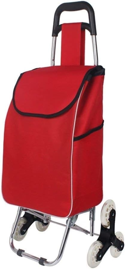 Carrito de compras plegable con estructura de acero y bolsa de tela Oxford roja marca DUANZEYUQA miniatura 1