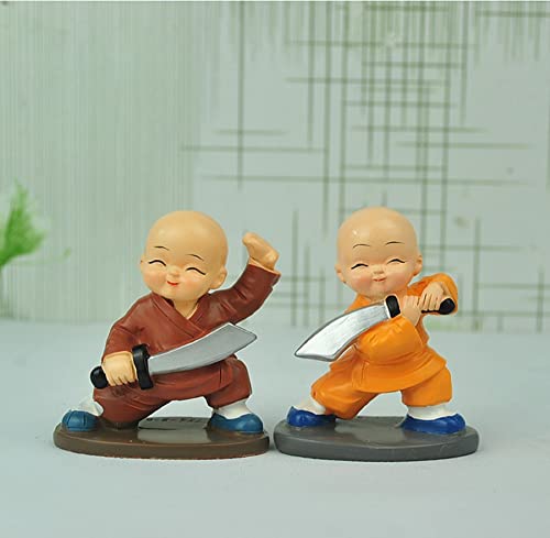 Image of AUGEN Polyresin Set of 4 Buddha Monks Statues Figurines Showpiece for Wall Shelf Table Desktop Living Room Car Dashboard Decoration Home Office Decor (Multicolour)(7698E)