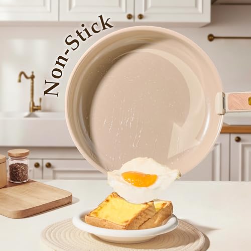 Image of CAROTE Ceramic Pots and Pans Set, Cookware Set Detachable Handle, 19 Pcs Induction Kitchen Cookware Sets Non Stick with Removable Handle, RV Cookware Set, Oven Safe, Elegant White, Mothers Day Gifts