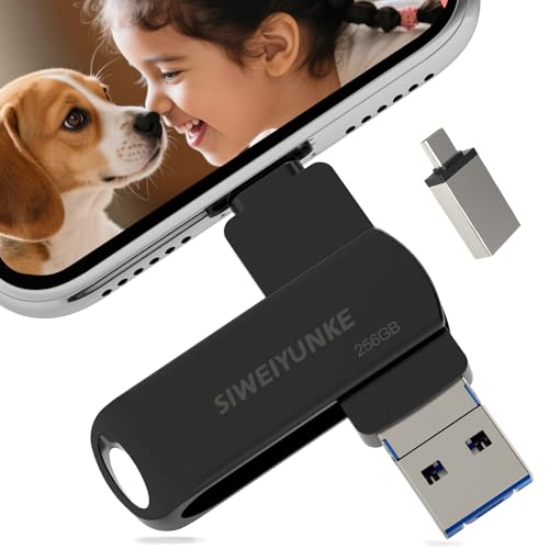Memoria USB de 256 GB para teléfono, 4 en 1, Photostick, Fotostick 3.0, memoria externa para fotos y vídeos, transferencia rápida, flash drive para teléfono/iOS/Android/pad/ordenador portátil/PC