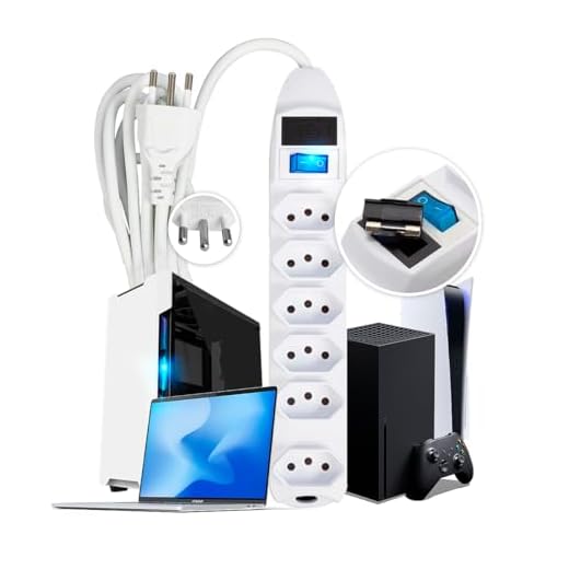 Extensão Elétrica Régua Padrão Tripolar, Filtro De Linha, 6 Tomadas, Cabo 3 Metros, Bivolt, Botão Liga/Desliga, Com Fusível De Proteção, Globi Imports.