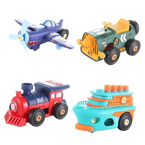 TOYANDONA 1 Juego Juguete de Coche ensamblado avión de Juguete propulsado por hélice Desmontar vehículo Juguete ensamblar Juguete de Tren Juguete del Rompecabezas Montar Juguete el plastico