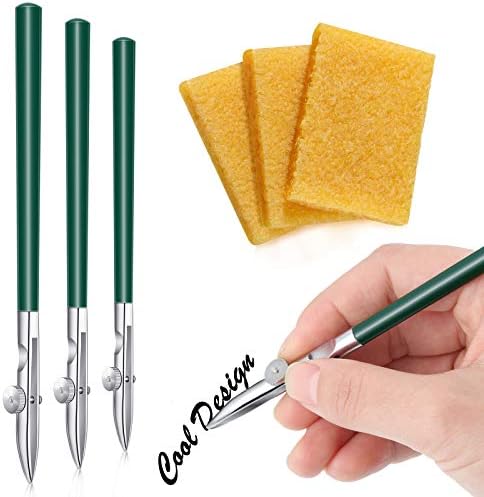 Zonon 6 Pieces Art Ruling Pen 3 Sizes Masking Fluid Pen and 50 x 35 x 5 mm Glue Residue Eraser, Ruling Ink Set for Watercolor Drawing Mounting Art Artists Supplies, No ink(Green)
