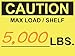 Pallet Rack Capacity Label, 3×4″ (76.2×101.6mm) Caution Max Load/Shelf LBS, Industrial Strength Warehouse Cross Beam Safety Warning Self-Adhesive PVC Sticker, British Unit, BU_B_2, Pack of 50 PCS