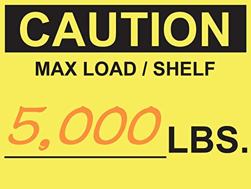 Miniatura 3 de 100 etiquetas de capacidad para estante de paletas, 3 x 4 pulgadas (3.000 x 4.000in) Precaución máxima cargaestante LBS, luz cruzada de seguridad