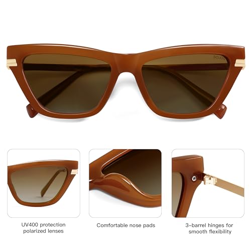 SOJOS Retro Polarized Cat Eye Sunglasses Womens Vintage Shades Trendy Stylish Sunnies SJ2361A4