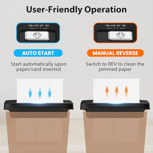 Image of VidaTeco 6-Sheet Strip Cut Mini Paper Shredder for Home Use, Portable Small Document Shredder Without Basket, Shreds Staples, CD, Credit Card, Auto-Off, Anti-Jam, Overheat Protection, Extendable Arm