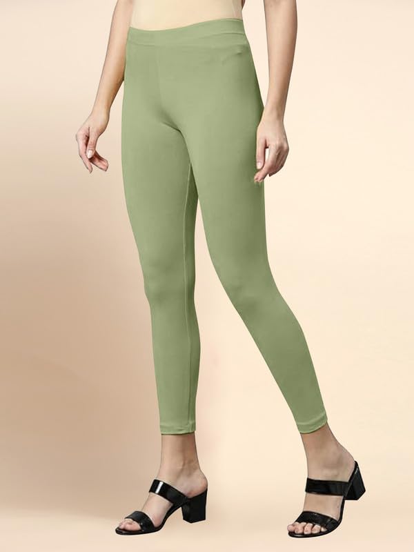 Image of TRENDMALLS Women's Microfiber Elastane Stretch Soft Cropped Leggings with Ultrasoft Waistband for Women