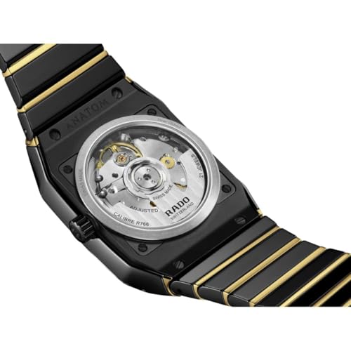 Rado - Anatom Automatic - Men - Swiss Watch - Metallised Sapphire Crystal - Polished Black High-Tech Ceramic Links and Polished Yellow Gold Coloured PVD Coated Stainless Steel Middle Links – 72 hours of Power Reserve - Sapphire Crystal Caseback, 21-jewels R766 Calibre - Automatic – 32.5 mm4