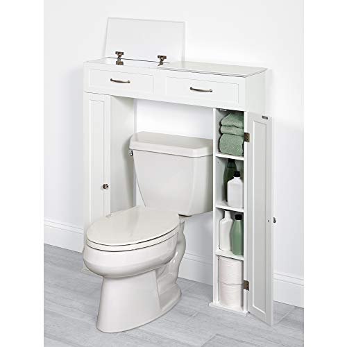 Zenna Home Over The Toilet Storage Cabinet, Above Toilet Storage Cabinet Organizer, Bathroom Organizer with 2 Doors and 6 Adjustable Shelves, White