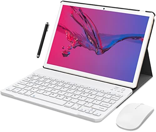 LNMBBS Tablet 10 pollici, 4G LTE Dual SIM, Octa-Core, Android 10.0 Tablet PC, 4GB RAM, 64GB ROM (TF 1 TB espandibile), 5MP+8MP, FHD schermo, Tablet con Tastiera | Topo | casi | Penna, WiFi, GPS – oro