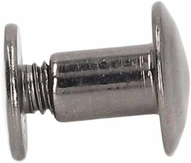 90 Sets Book Binding Screw Uniform Coating Curved Surfaces Electroplating Treatment Metal Nail Rivet Studs for DIY Leather Brass - (Stem Length: Silver Black)