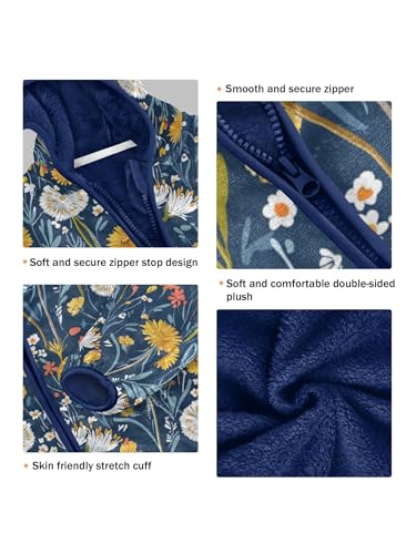 Countryside Wildflowers Girls Fleece Jacket Girls Fall Jacket Boys Coats Zip Up Hoodie Children Outerwear 2-10T3