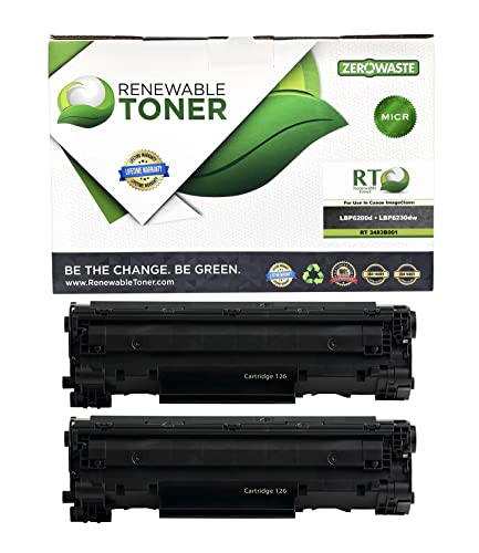 Renewable Toner 126 Micr Replacement For Canon Crg 126 Crg126 | Canon Imageclass Lbp6230Dw Lbp6200D Mf4770N D530 | 3483B001 Check Printer Cartridge (Pack Of 2) #TOP23