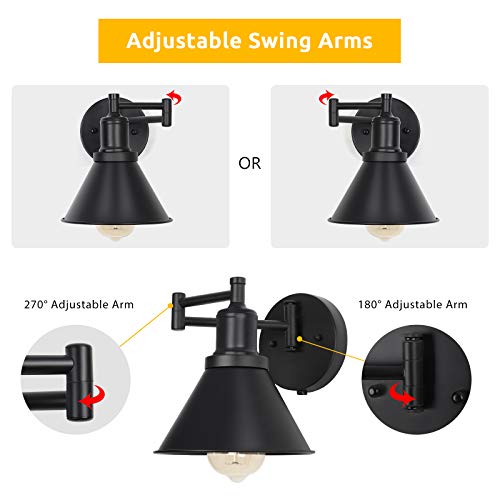 Haitral Black Wall Sconces Lighting-Plug In Wall Lamps With On/Off Switch, Wall Lamps For Bedroom Set Of 2 Wall Mounted Lights For Bedroom,Bedside,Living Room,Dorm- Black #TOP4