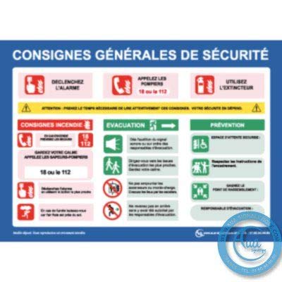 AUA SIGNALETIQUE - Consignes Générales de Sécurité - H - Vinyle Adhésif, A4 : 210x300 mm