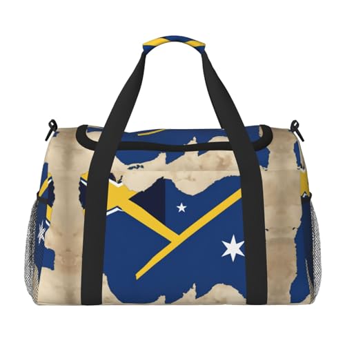 Solomon Islands flag map01 print Travel Duffle Bag Gym Bag for Women,Puffer Tote Bag,Weekender Overnight Bag Organizer