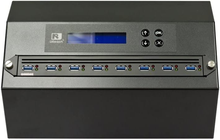 U-Reach 1:7 USB 3.0/3.1 Duplicator 10GB/Min - Standalone Flash Drive Copier/Eraser - Clones Thumb Drives Up to 167MB/Sec - Intelligent 9 U3 Series (UB908U3)