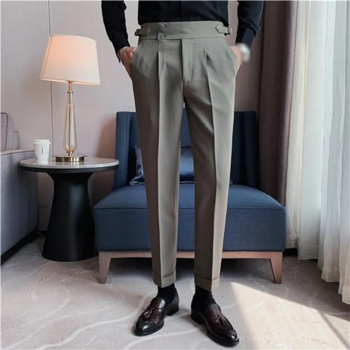 Kelsiop Business Casual Draped High-Waist Trousers Men Solid Color Formal Pants Formal Office Social Suit Pants3
