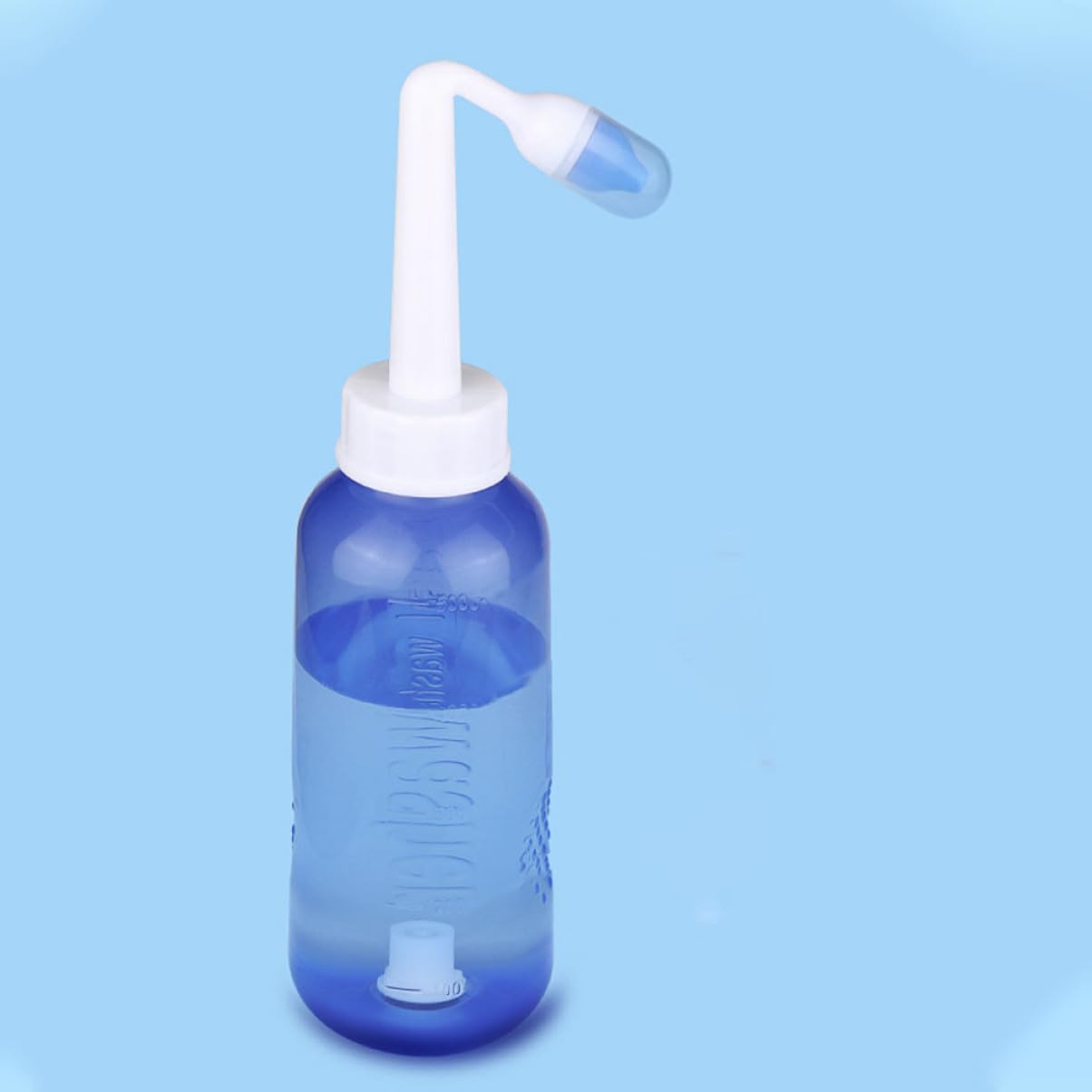 PLAFOPE Nasendusche Erwachsene 500-ml Nasenreinigungsflasche aus Kunststoff mit 2 Düsen und Wasserflusskontrolle für Nasenspülung zu Hause und Unterwegs