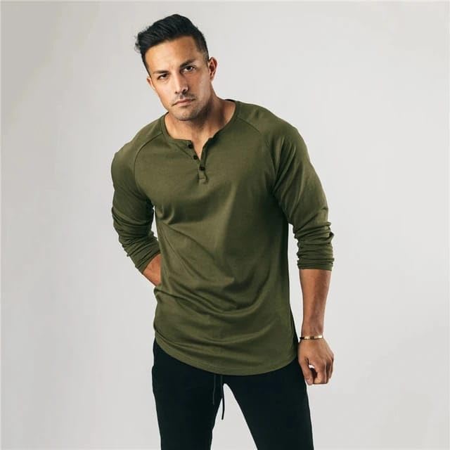 Image of Men's Henley Full Sleeve T-Shirt