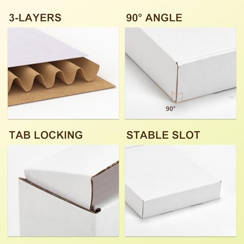 Image of WIFTREY 20 Pack 12x9x2 Shipping Boxes, White 12 x 9 x 2 Corrugated Cardboard Box for Packaging Small Business, Moving, Literature Mailing