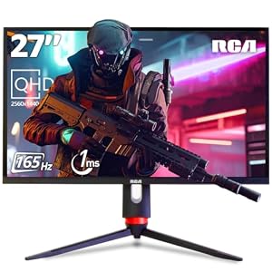 RCA 27" Evolution Select QHD Gaming Monitor | 165Hz, 2560 x 1440p, Adaptive Refresh Technology with 1ms Response, HDR10, Ultra Wide Game View - RGB Backlighting & Adjustable Stand | M27SG134F