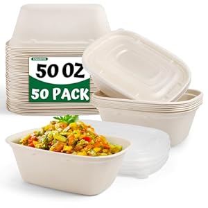 Enjamyo Große Papierschalen mit Deckel, 100 Stück