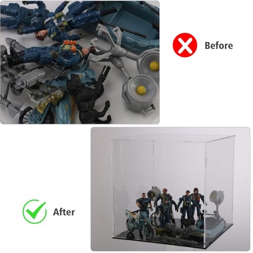 Image of 25.4 x 25.4 x 25.4 CM Clear Acrylic Display Case - Self-Assemble Cube Storage Box for Collectibles, Action Figures, and Toys