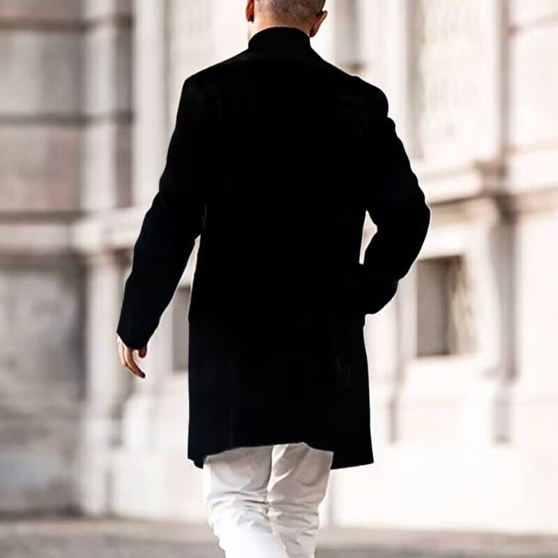 Image of chouyatou Men's Casual Notched Collar Plaid Single Breasted Wool Blend Formal Trench Top Coat