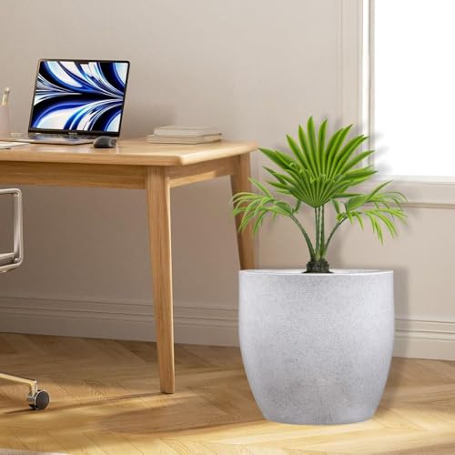 Image of Go Hooked Pluto White Indoor Planter Pot 22 Inch | Lightweight Modern Round Plant Pot for Living Room, Balcony & Office | Decorative Polymer Pot for Live & Artificial Plants