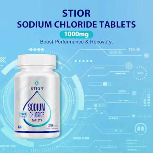 Image of Pure Sodium Chloride Tablets 1000mg | 240 Count Salt Supplement