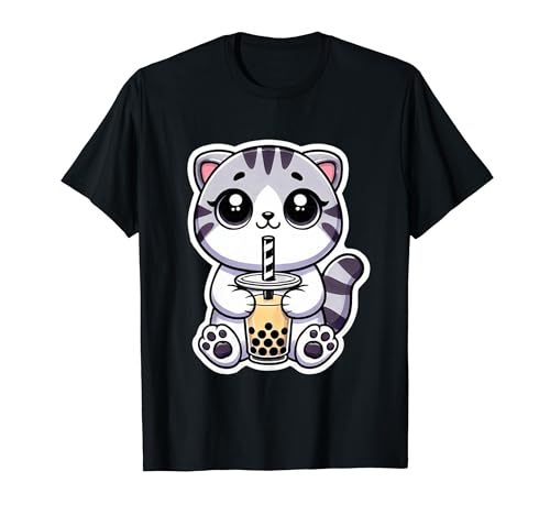 Anime Lover Arte japonés Animal Burbuja Bebida Té Gato Camiseta