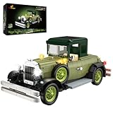 JMBricklayer Retro Auto Modellbau für Erwachsene mit Licht, 50001 Vintage Modellauto Bausätze, Oldtimer Car Sammler Ausstellungsset Dekorationen, Bausteine Geschenke für Fans Klassischer Fahrzeuge