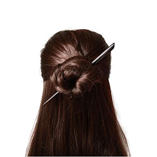 [LeafIn] 天然木 かんざし 一本 手作り簪 黒壇 一本簪 シンプル 木製 髪飾り ヘアアクセサリー 发簪 浴衣 着物 和装小物 (素綰)