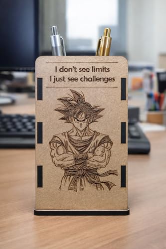 Image of Goku Wooden Pen Stand | Anime Pencil Holder for Study Table | Dragon Ball Z Desk Accessories