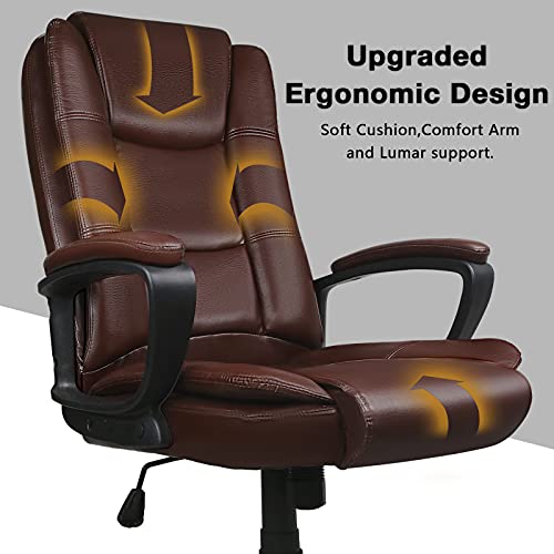 Ofika Office Chair Computer Desk Chair Gaming - Ergonomic High Back Cushion Lumbar Support With Wheels Comfortable Black Leather Racing Seat Adjustable Swivel Rolling Home Executive (Brown) #TOP4