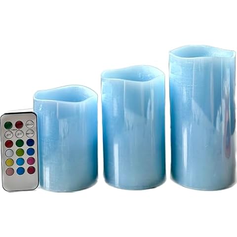 LitLuna Blue Flameless Candles Set of 3 Cover