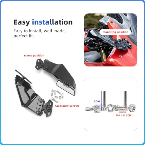 Image of Motorcycle Rear View Mirrors, Side Wing Rearview Stealth Mirror | Universal Carbon Fiber stripes Winglets Mirrors Replacement for Honda / Kawasaki / Yamaha / Suzuki / B-MW / Apriliar / Ducati
