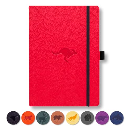 Dingbats - Wildlife Squared Medium Notebook, Red Kangaroo, A5 - Hardcover Notebook - PU Leather - Perforated, Cream 100gsm Ink-Proof Paper