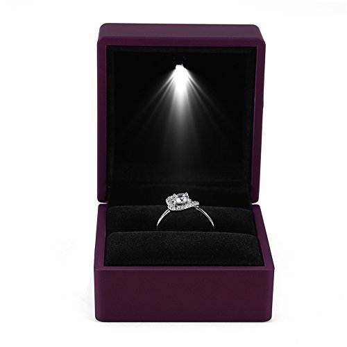 Zjchao Ring Box With Led, Led Ring Box Square Lighted Ring Storage Box Jewelry Display Case Gift Ring Case Jewelry Gift Boxs Light For Wedding Engagement (Purple) #TOP3
