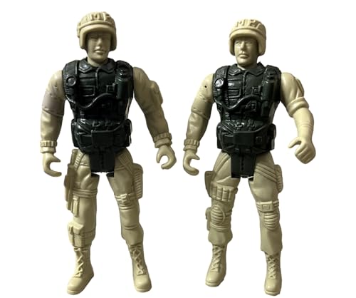 Image of Army War Military Action Figures Set, Tactical Combat Soldiers, Tan and Black, Plastic, 4 Pack, Ages 3+