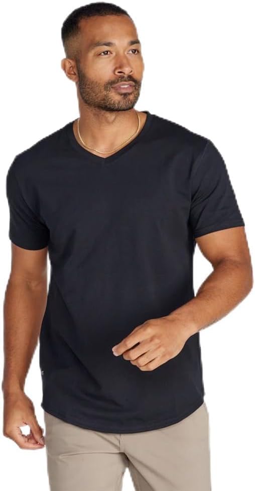 BYLT Men's Drop-Cut V-Neck – Plain Tshirts for Men – Soft Polyester, Cotton, Spandex – Moisture Wicking, Wrinkle Resistant