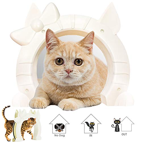 Slowton Cat Door, Pet Door for Cats Interior Door 2 Way Kitty Hole Shape Pass Fits Hollow Core Glass Solid Door for Cats…