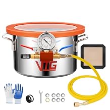 VTG VOGTEN 1.5 Gallon Vacuum Chamber with Tempered Glass Lid,304 Stainless Steel Degassing Chamber for Stabilizing Wood, Degassing Resin, Silicone and Epoxies